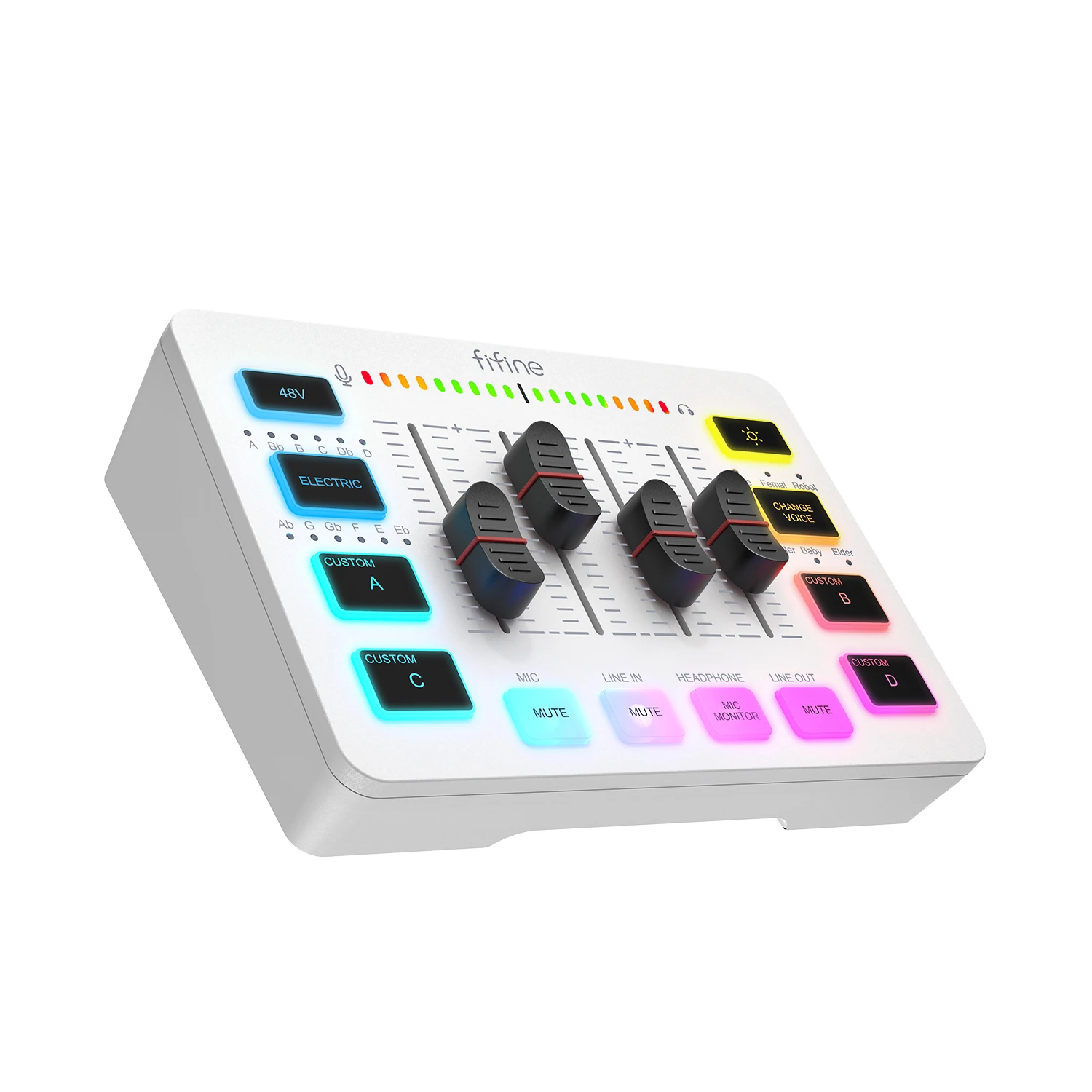 FIFINE USB Sound Mixer With 4-Channels/XLR Microphone Interface/RGB - Sc3w
